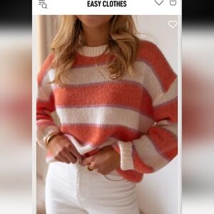 NWOT Easy Clothes Orange and Purple Solvay Sweater Sz M/L